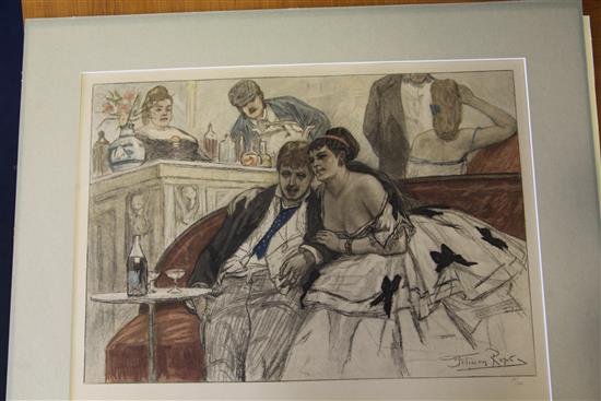 Félicien Rops (Belgian, 1833-1898) Le Gandin Ivre, 13.5 x 18.5in.